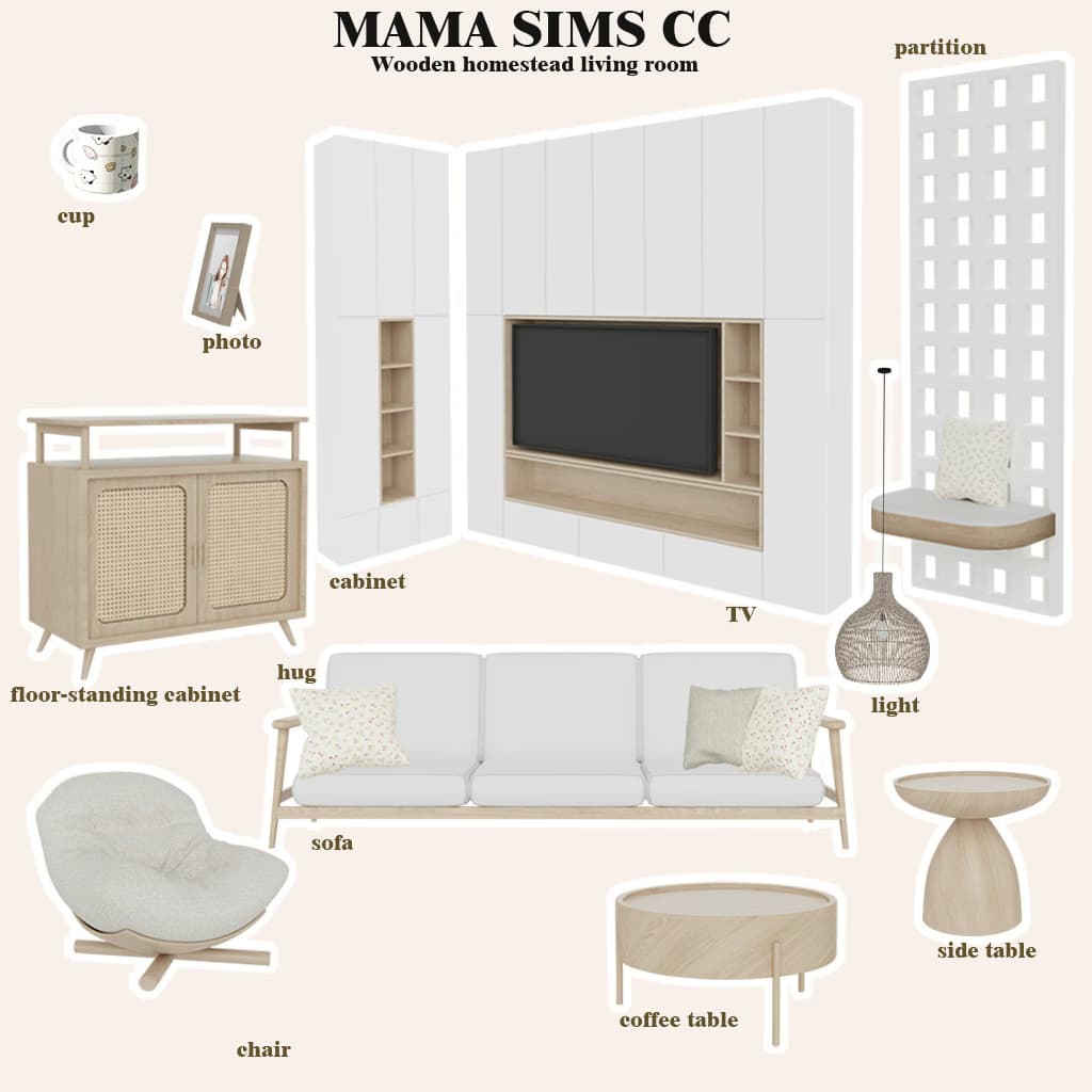Скриншот мода Набор для гостиной Wooden homestead living room